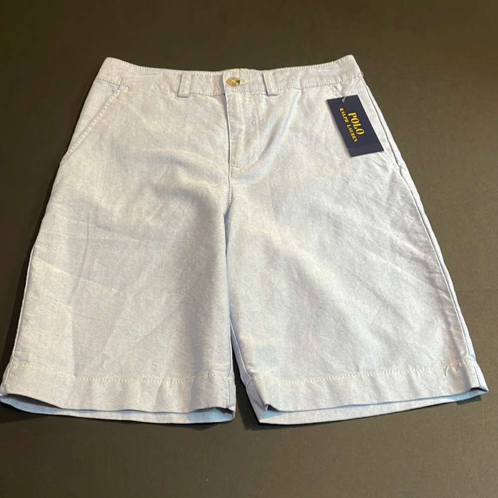Boys Oxford Ralph Lauren Polo Shorts, Blue, Size 8, NWT